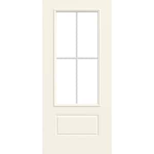 36 in. x 80 in. 1 Panel 3/4 Lite Right-Hand/Inswing Clear Glass White Steel Front Door Slab
