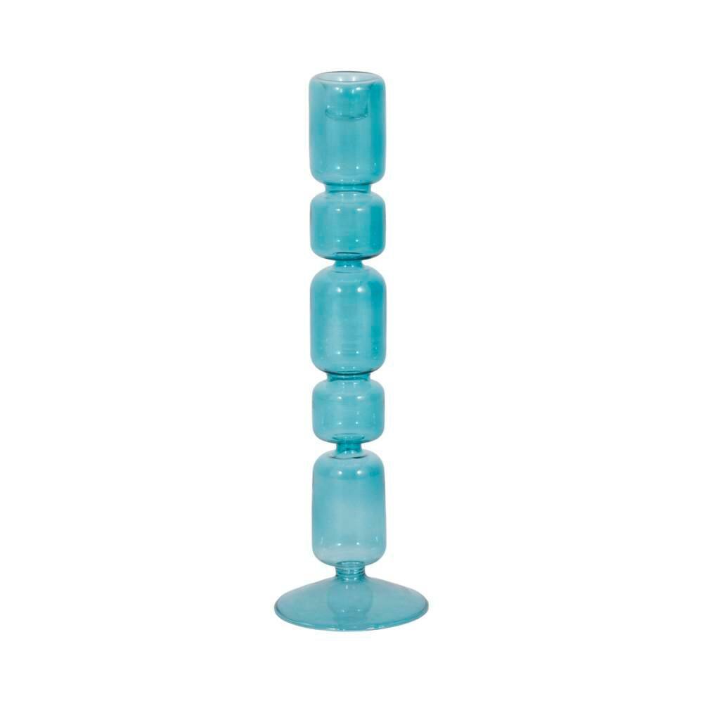 Blue 12 in. Glass Mixed Bubble Taper Candle Holder price history on PriceWatchPro