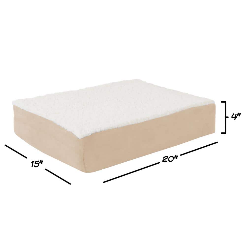 Small Tan Orthopedic Sherpa Memory Foam Pet Bed