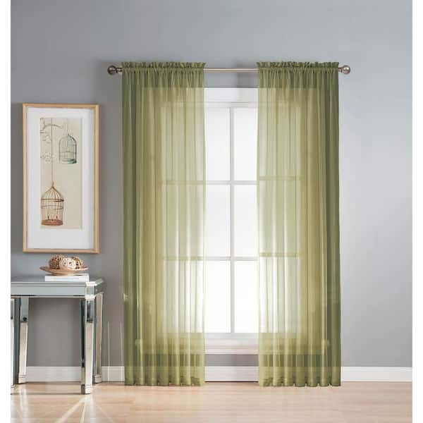 Window Elements Sheer Diamond Sheer 56 in. W x 90 in. L Rod Pocket Extra Wide Curtain Panel in Sage