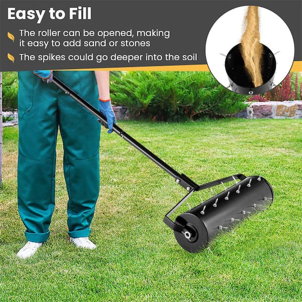 Cosita Manual Lawn Aerator Tool – 18 Spikes, Double-Pipe Handle, Black, 8.29 Lbs, Assembly Required