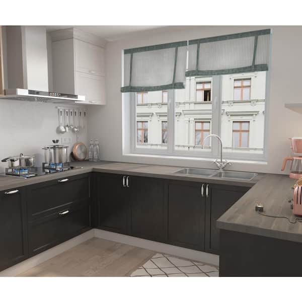 Interbuild 8 ft. L x 25.5 in. D Acacia Butcher Block Standard Countertop in Dusk Grey with Square Edge 671738
