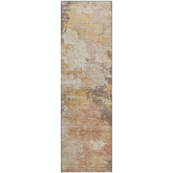 Mayfield Premium Machine Washable Abstract AMF2367 Salmon 2 ft. x 7 ft. Runner Rug