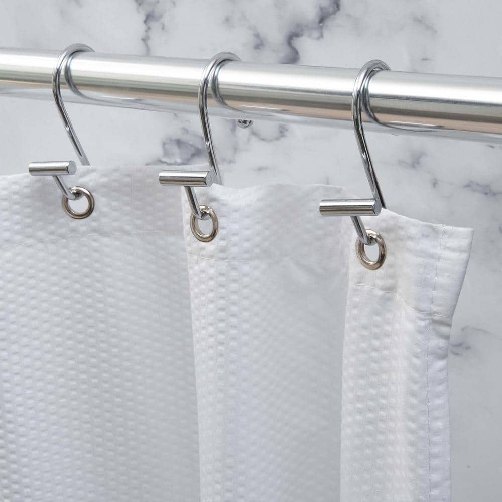 Halden Polished Chrome Metal Shower Curtain Hooks, Set of 12