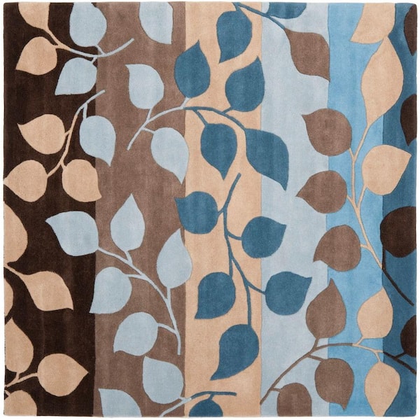 SAFAVIEH Soho Brown/Blue 6 ft. x 6 ft. Square Floral Area Rug