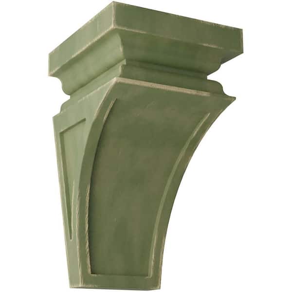 Ekena Millwork 3-1/2 in. x 6 in. x 3-3/4 in. Restoration Green Mini Nevio Wood Vintage Decor Corbel