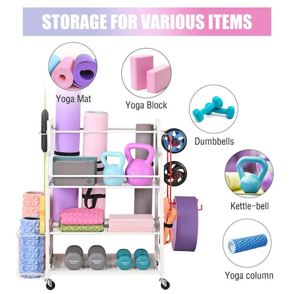 LTMATE 220 lbs.Yoga Mat Storage Racks Gym Sports Equipment Storage  organizer HDM721-WHDM - The Home Depot
