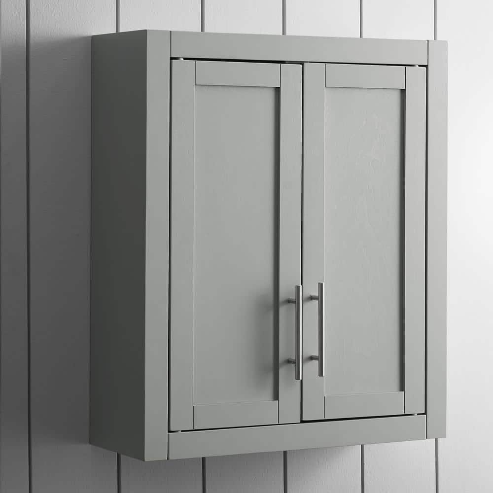 Savannah Gray Shaker-Style Wall Cabinet with Chrome Hardware