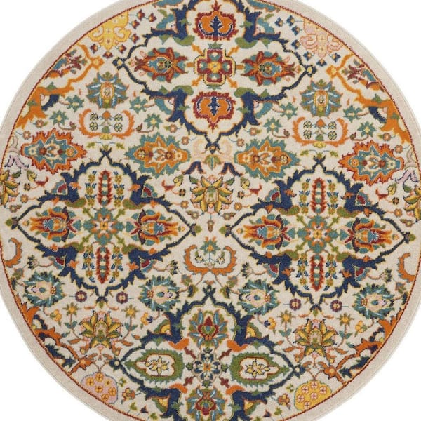 2 ft. x 4 ft. Blue Floral Washable Area Rug