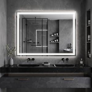48 in. W x 36 in. H Rectangular Frameless LED Lighted Antifog Dimmable Wall Mount Bathroom Vanity Mirror in Silver