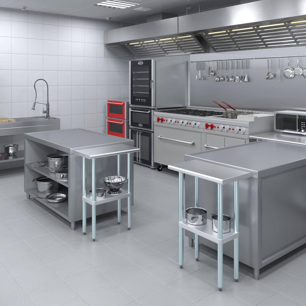 24" Stainless Steel Utility Work Table with Galvanized Shelf