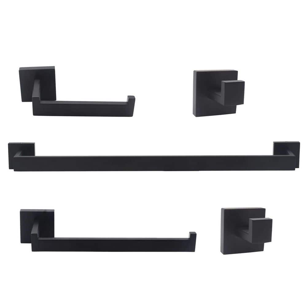 5-Piece Bath Hardware Set with Towel Bar Toilet Paper Holder Double Towel Hook in Stainless Steel Matte Black price history on PriceWatchPro