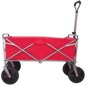 3.9 cu. ft. Steel Wagon Cart 150 lbs. Load Collapsible Cart Portable Foldable Outdoor Utility Garden Cart, Red