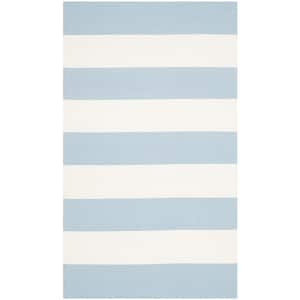Montauk Sky Blue/Ivory Doormat 3 ft. x 4 ft. Striped Area Rug