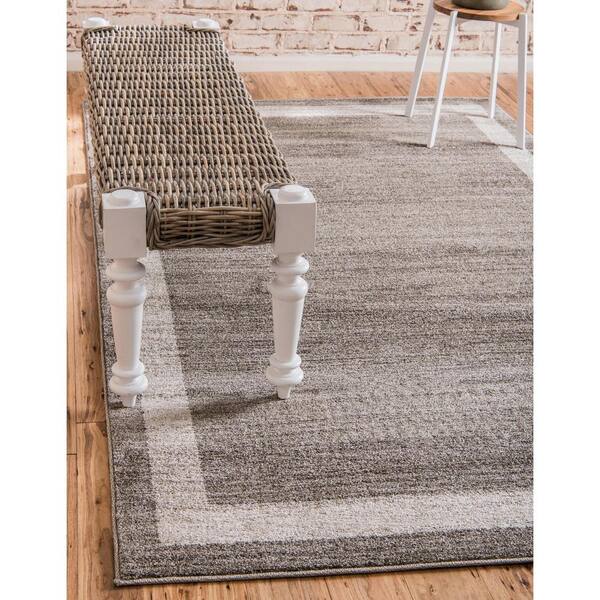 Unique Loom Maria Del Mar 2 x 3 Light Brown/Beige Indoor Border Industrial Area Rug