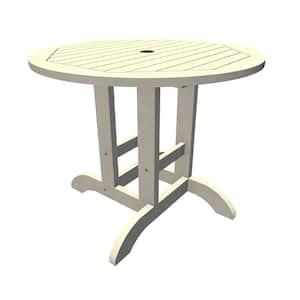 Whitewash Round Recycled Plastic Outdoor Dining Table