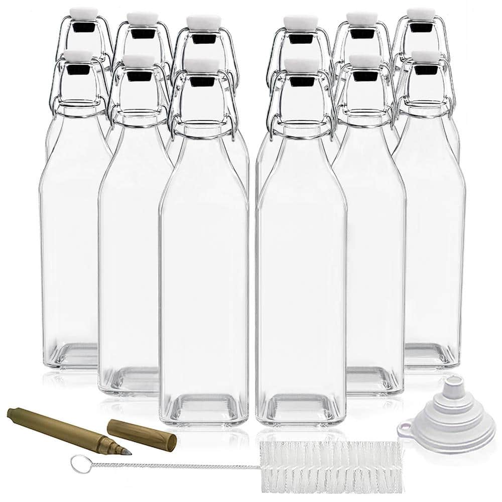 Nevlers 12-Pack 16 oz. Brown Glass Beer Bottles with Swing Top