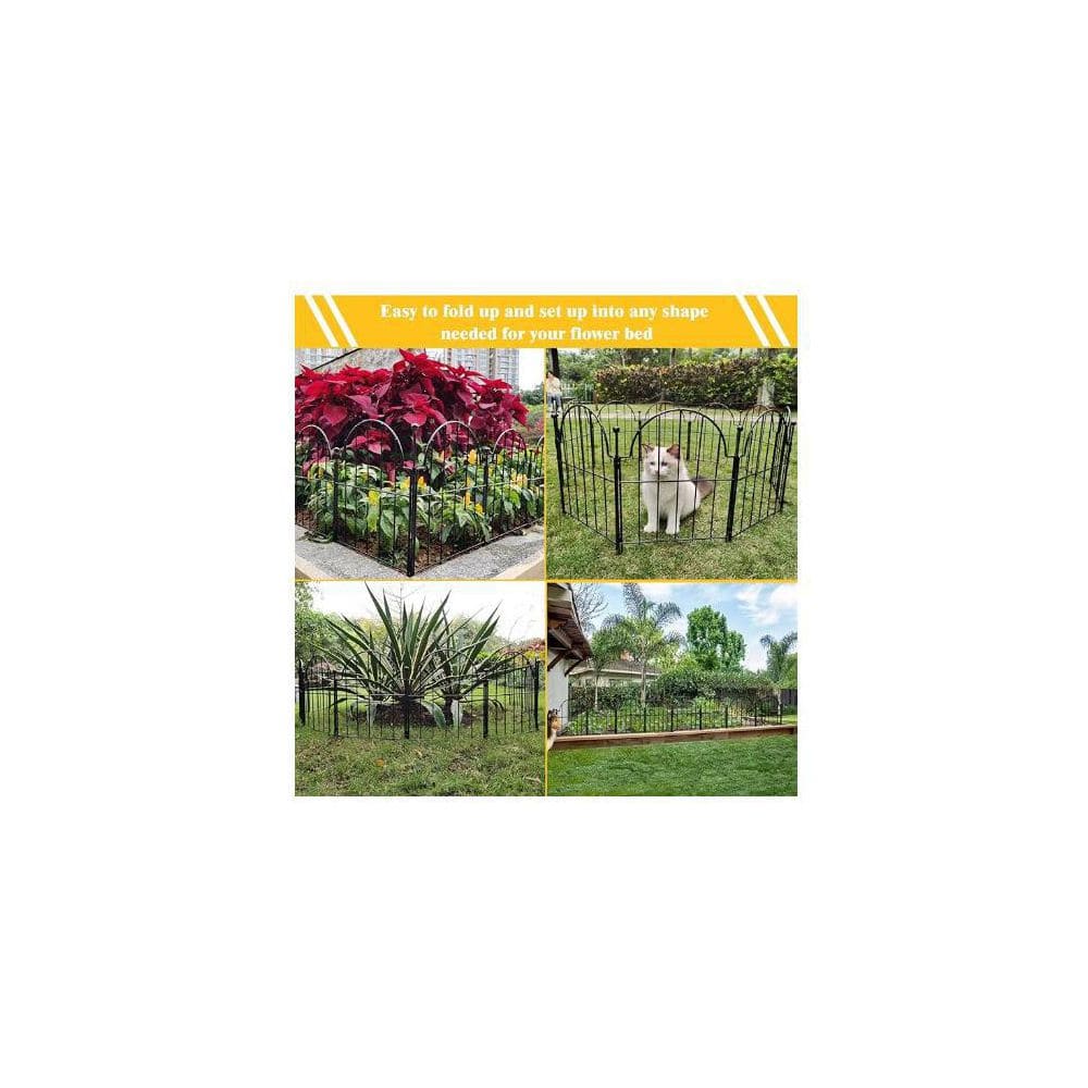 Black Arched Metal Garden Fence with Stakes, 22 in x 13.2 in