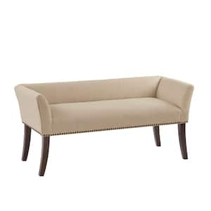 Antonio Tan Flared Arms Accent Bench 23 in. H x 49.5 in. W x 19.25 in. D