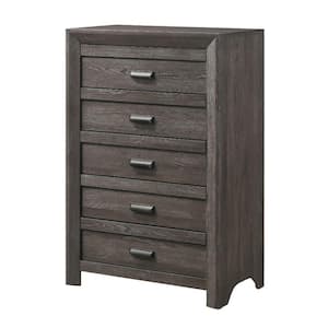 16.5 in. Brown 5-Drawer Wooden Chest of Drawers
