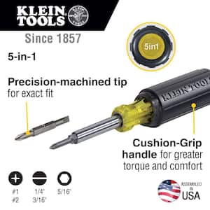 5-in-1 Screwdriver/Nut Driver- Cushion Grip Handle