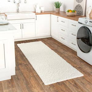 Marlow White 3 ft. x 8 ft. Soft Shaggy Faux Sheepskin Machine Washable Indoor Runner Rug