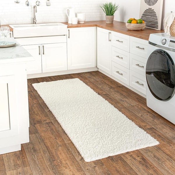Marlow White 3 ft. x 8 ft. Soft Shaggy Faux Sheepskin Machine Washable Indoor Runner Rug