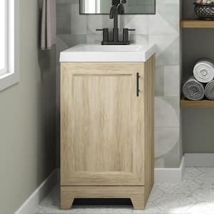 Brindle 18.5 in. W x 16.25 in. D x 33.8 in. H Single Sink Bath Vanity in Sandstone with White Cultured Marble Top