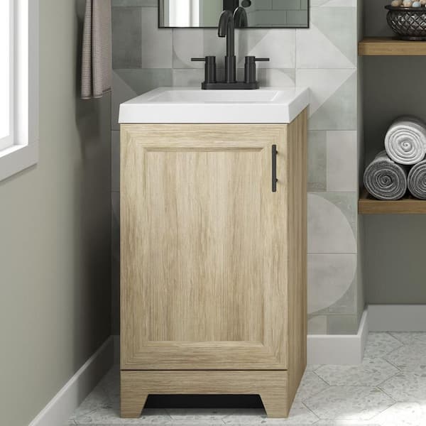 Brindle 18.5 in. W x 16.25 in. D x 33.8 in. H Single Sink Bath Vanity in Sandstone with White Cultured Marble Top