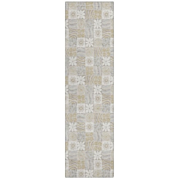 Chantille Machine Washable Indoor/Outdoor Abstract ACN2922 Ivory 2 ft. x 7 ft. Runner Rug
