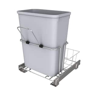 Gray 32 qt. Universal Waste Container with Rear Basket