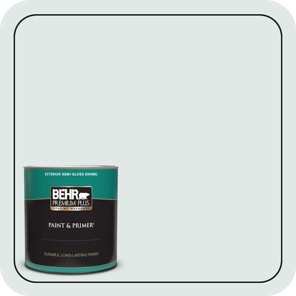 BEHR PREMIUM PLUS 1 qt. #BL-W01 Calm Semi-Gloss Enamel Exterior Paint & Primer