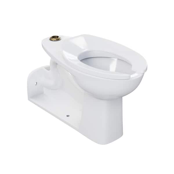 Marquette Wall-Mounted Rear Outlet Commercial Elongated Top Spud Flushometer Toilet Bowl in Glossy White