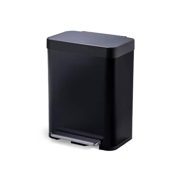 Home Zone Living 13.2 Gal. Stainless Steel Step-On Kitchen Household Trash Can with Soft Close Lid