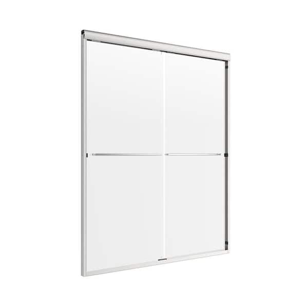 Foremost Cove 40 in. to 44 in. x 72 in. H. Frameless Sliding Shower Door in Brushed Nickel with 1/4 in. Clear Glass