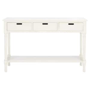 Landers 3-Drawer Rustic White Wood Console Table