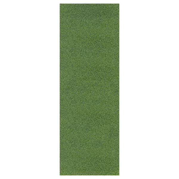 Ottomanson Evergreen Collection Waterproof Solid 3 x 15 Indoor/Outdoor Artificial Grass Runner Rug 3 ft. x 15 ft. Green