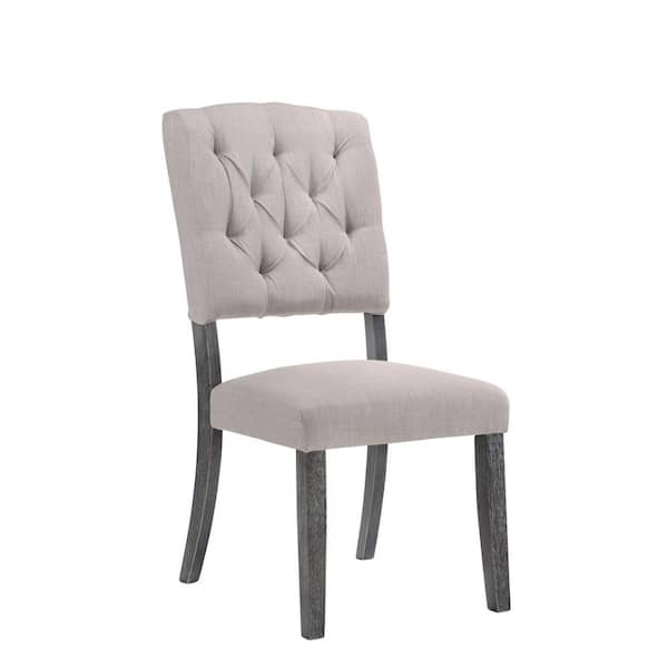 Acme Furniture Fabric and Weathered Gray Oak Bernard Side Chair 