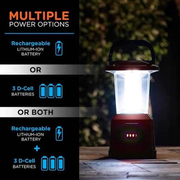 Enbrighten Dual Power Color Changing LED Rechargeable Lantern, Red