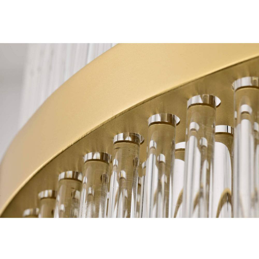 Casandra 18.1" Gold Drum Chandelier with Clear Crystal Bars
