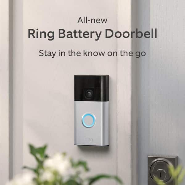 Battery Doorbell, Satin Nickel, with Floodlight Cam Wired Pro, Security Camera, White