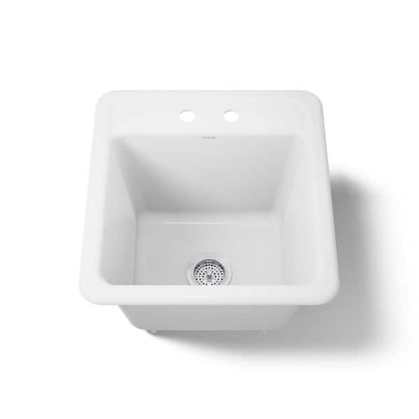 Park Falls 22 in. x 21 in. Cast Iron Drop-In/Undermount Utility Sink in White