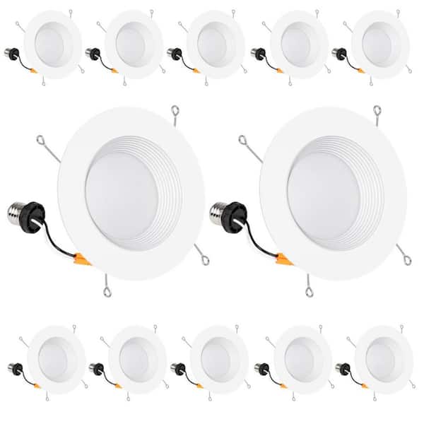 6 in. White Integrated LED Retrofit Recessed Light 5CCT Can Lights, 2700K/3000K/3500K/4000K/5000K Selectable, 12 Pack