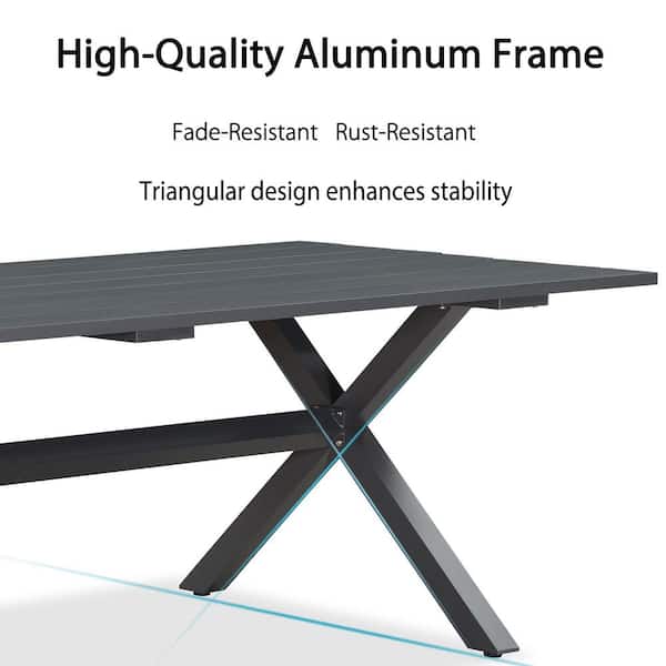 PURPLE LEAF Patio Dining Table All-Weather Wicker Outdoor Patio Furniture All Aluminum Frame for Garden Backyard Deck, Grey