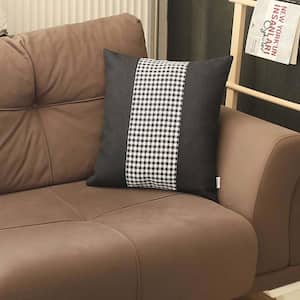 MIKE & Co. NEW YORK Bohemian Handmade Jacquard Black and Brown Square  Houndstooth 18 in. x 18 in. Throw Pillow 50-947-04-5 - The Home Depot
