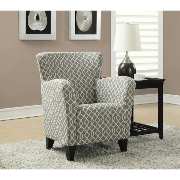 Monarch Specialties Europa Grey and Beige Fabric Club Arm Chair
