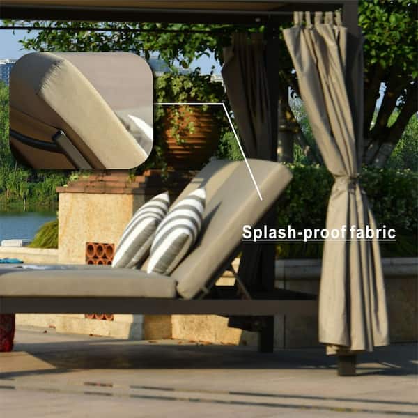 Cisvio Metal Outdoor Terrace Sunbed Sofa Recliner Adjustable