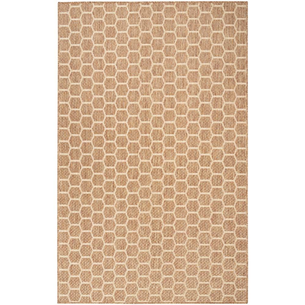 Natural Brown Geometric Flat Woven Reversible 5' x 7' Area Rug