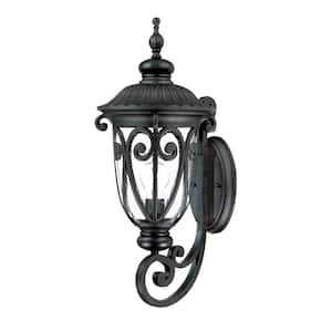 Naples Collection 1-Light Matte Black Outdoor Wall Lantern Sconce