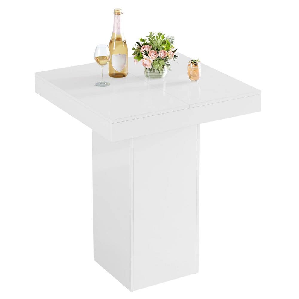 39.37 in. H White Square Bar Table, Modern Counter Height Pub Table for Narrow Space, No Stools price history on PriceWatchPro